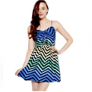 Parker silk chevron ombré stripe sweetheart ruched dress XS